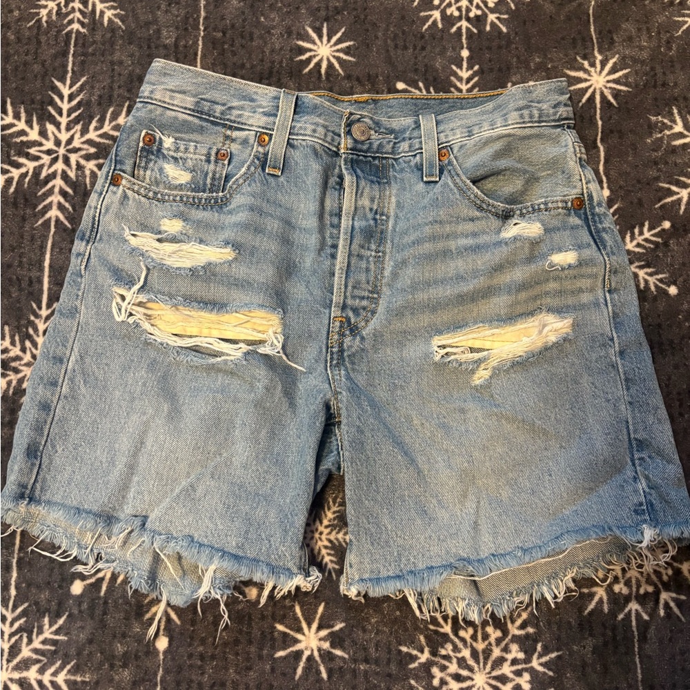 Levi's Light Blue Distressed Jean Shorts